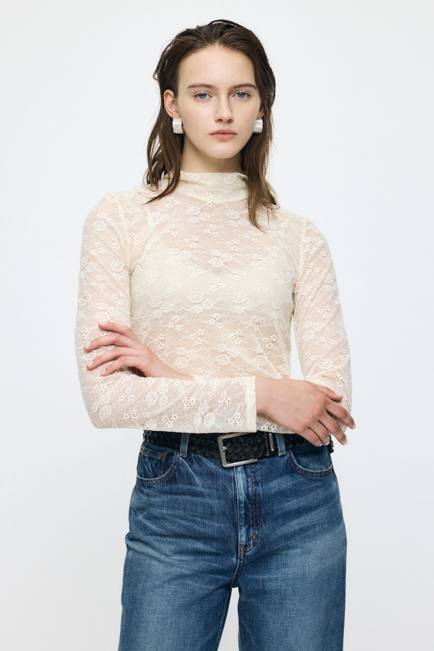 MOUSSY「ES LACE HI NECK トップス」|Tシャツ・カットソー|