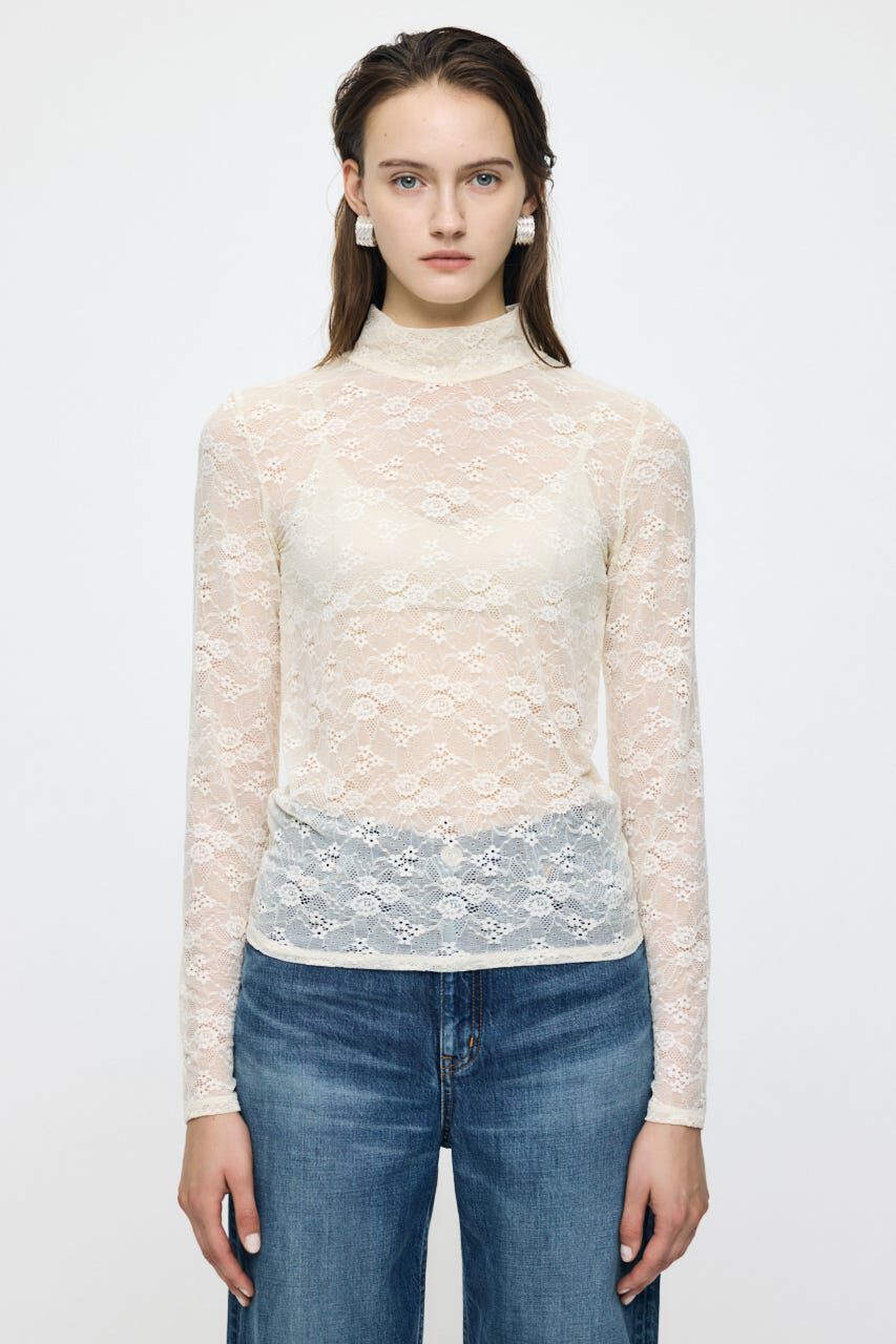 MOUSSY「ES LACE HI NECK トップス」|Tシャツ・カットソー|