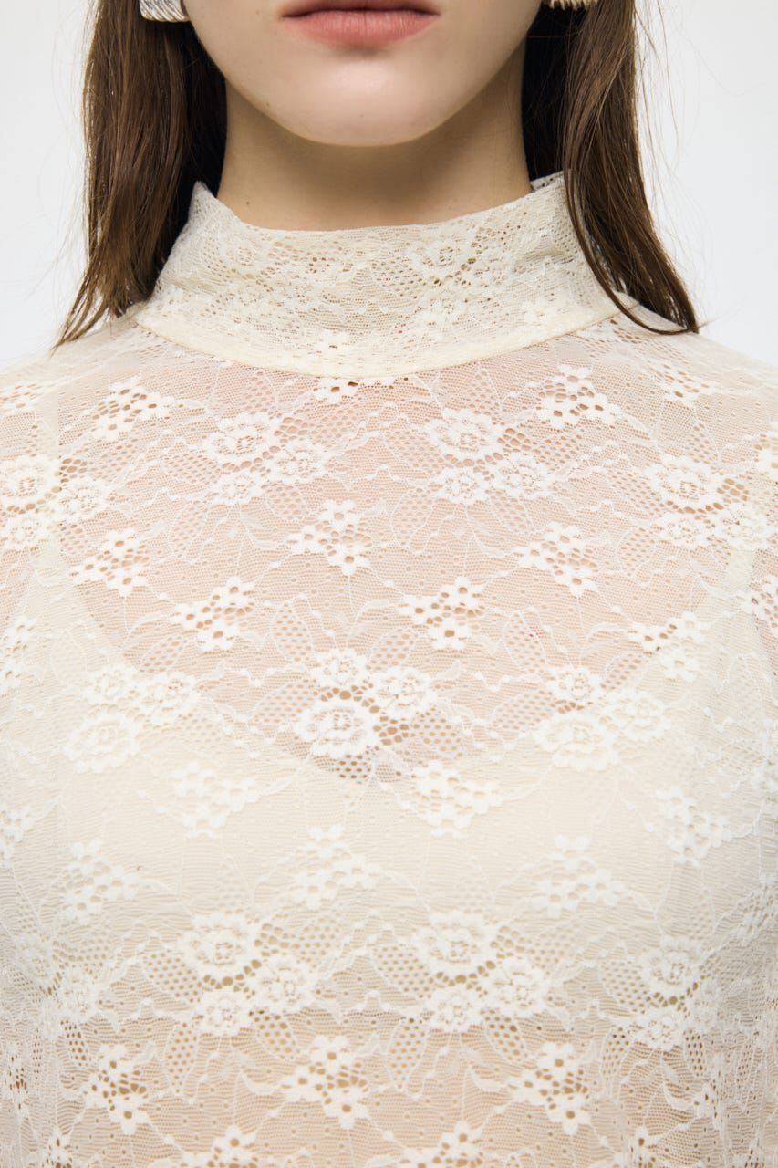 MOUSSY「ES LACE HI NECK トップス」|Tシャツ・カットソー|