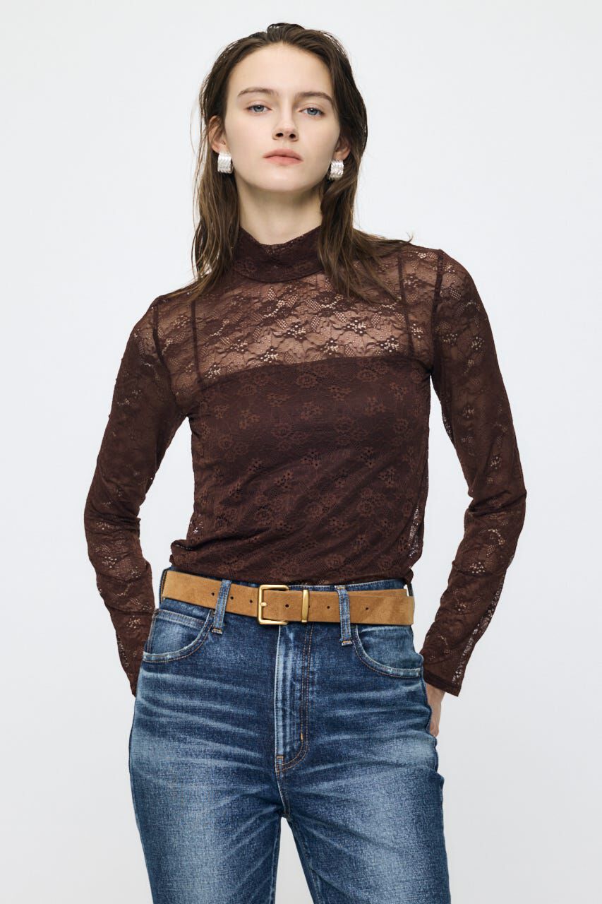 MOUSSY「ES LACE HI NECK トップス」|Tシャツ・カットソー|