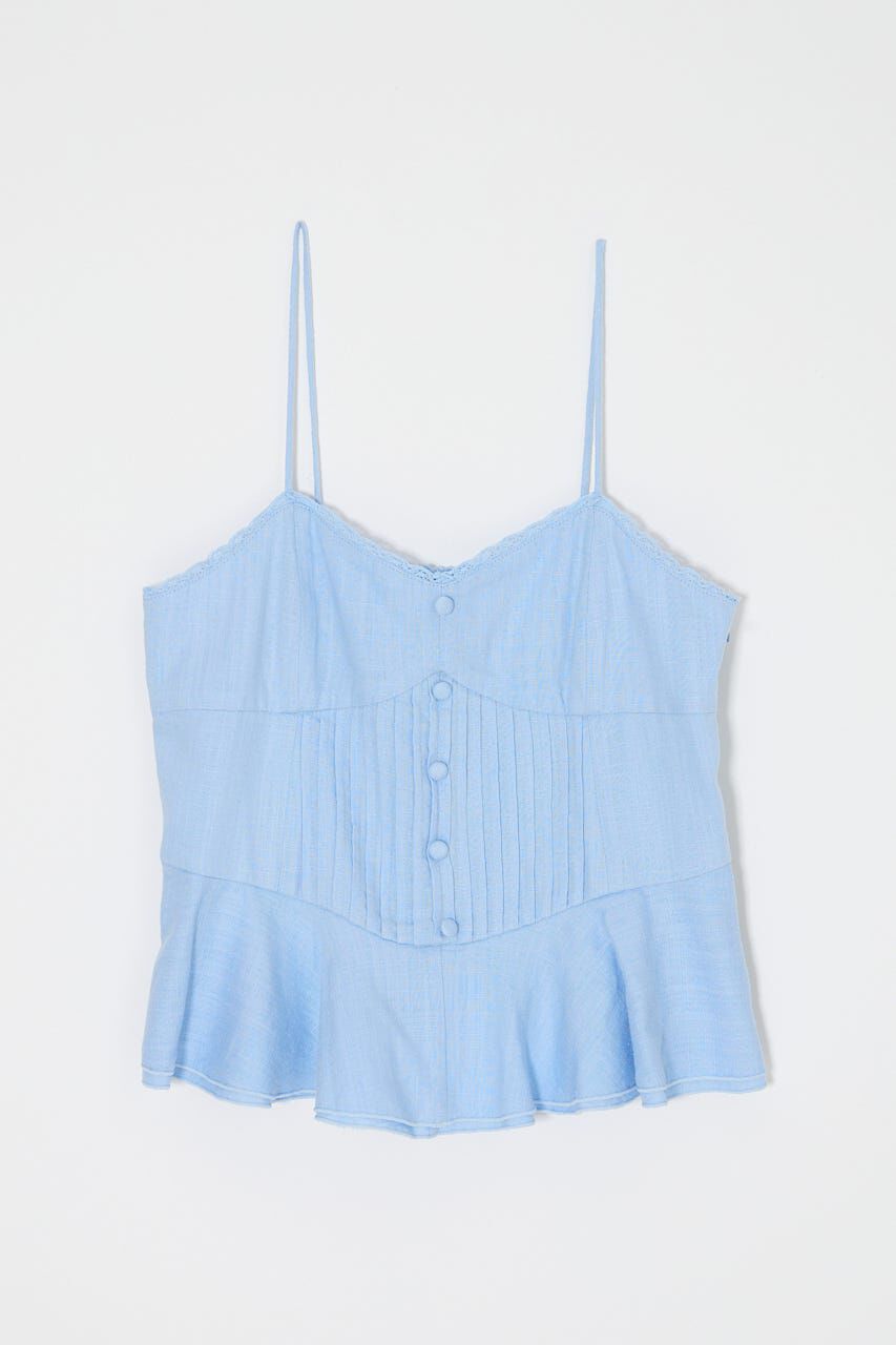MOUSSY「LINEN BLEND CORSET CAMI トップス」|キャミソール|L/BLU1