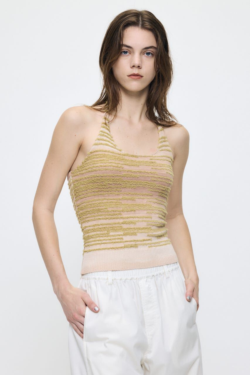 MOUSSY「MIX YARN HALTER KNIT トップス」|キャミソール|