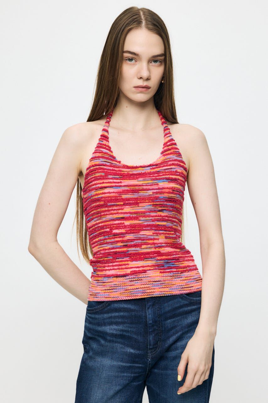 MOUSSY「MIX YARN HALTER KNIT トップス」|キャミソール|PNK