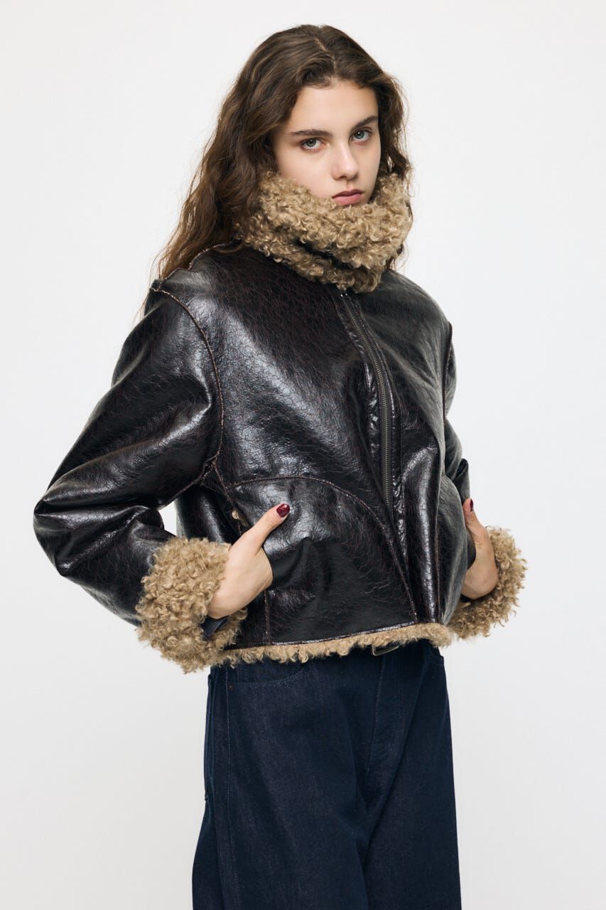 MOUSSY「REVERSIBLE CURLY FUR ジャケット」|ブルゾン・スタジャン|D/BRN3