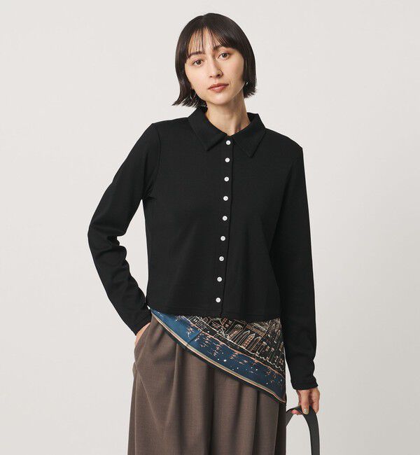 UNITED ARROWS「コットン フライス ポロシャツ」|Tシャツ・カットソー|BLACK
