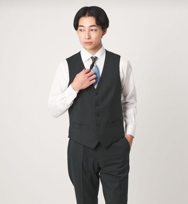 UNITED ARROWS green label relaxing「A+ TWPU サージ スリム 5B セットアップベスト」|スーツ|DK.GREEN