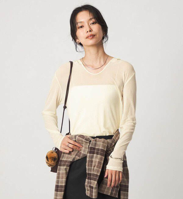 UNITED ARROWS green label relaxing「チュール シアー フード プルオーバー カットソー」|Tシャツ・カットソー|