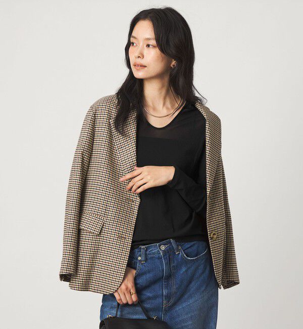 UNITED ARROWS green label relaxing「チュール シアー フード プルオーバー カットソー」|Tシャツ・カットソー|BLACK