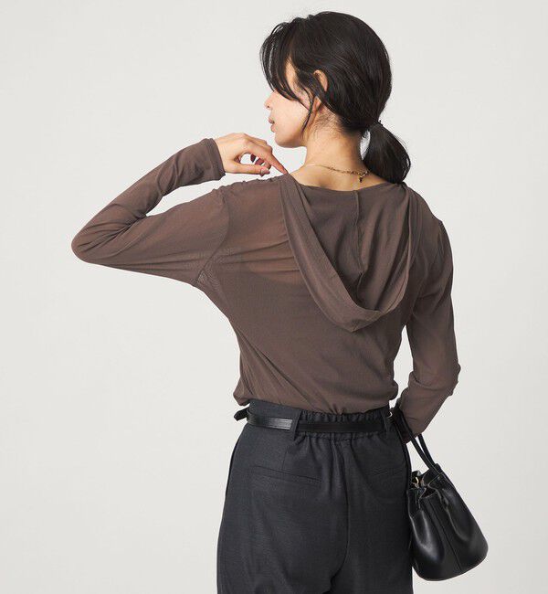 UNITED ARROWS green label relaxing「チュール シアー フード プルオーバー カットソー」|Tシャツ・カットソー|DK.BROWN