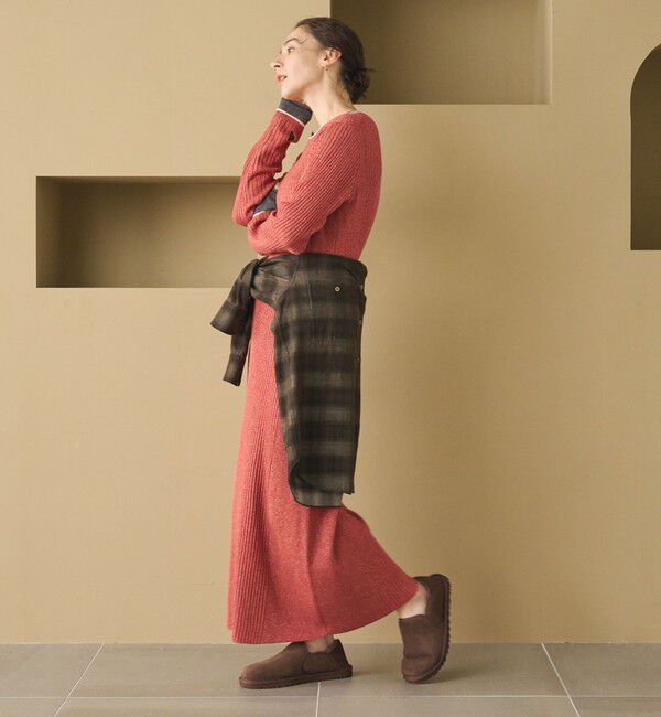BEAUTY&YOUTH UNITED ARROWS「【WEB限定 Wardrobe DAILY MINIMAL】リブニット フレアワンピース」|ワンピース|RED