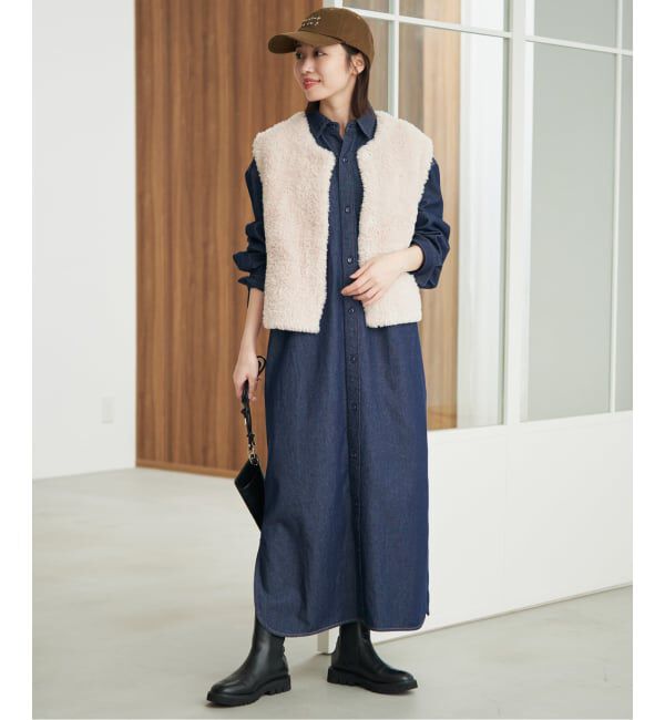 SLOBE IENA「《シリーズあり》LEDENIM BDU デニムシャツワンピース」|ワンピース|