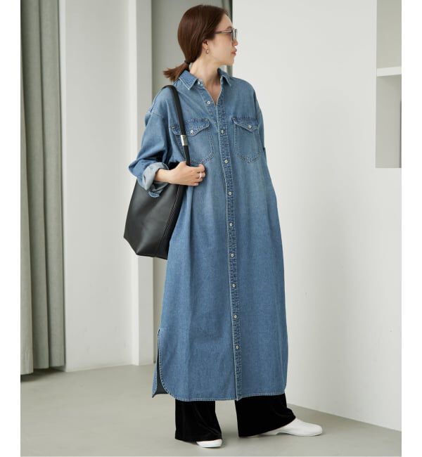 SLOBE IENA「《シリーズあり》LEDENIM BDU デニムシャツワンピース」|ワンピース|
