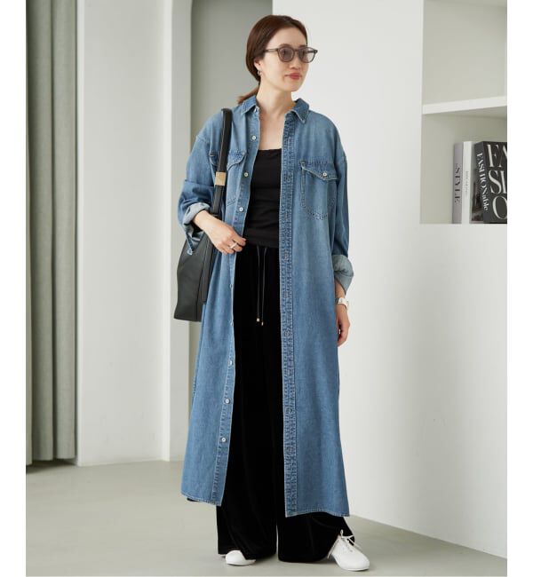 SLOBE IENA「《シリーズあり》LEDENIM BDU デニムシャツワンピース」|ワンピース|