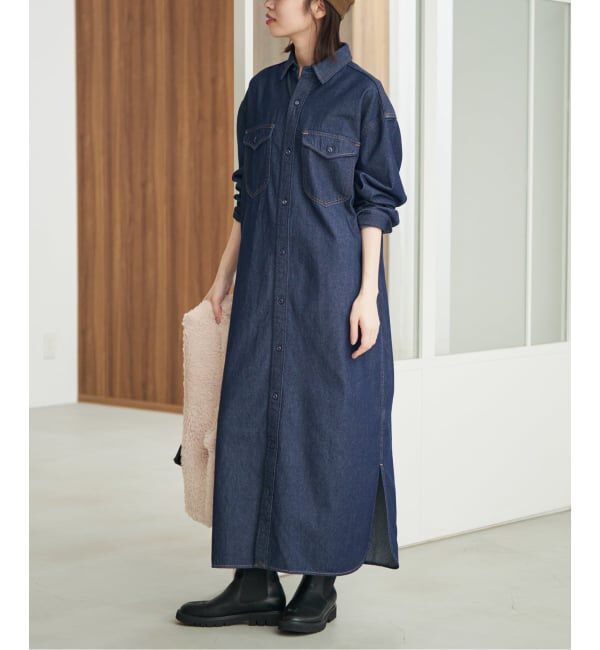 SLOBE IENA「《シリーズあり》LEDENIM BDU デニムシャツワンピース」|ワンピース|