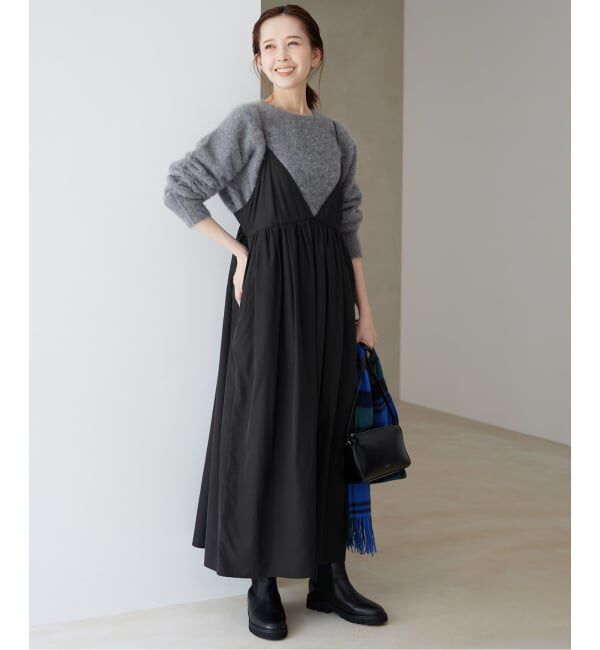 SLOBE IENA「《WEB限定/追加》タフタギャザーキャミワンピース」|ワンピース|