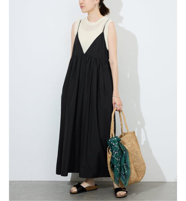 SLOBE IENA「《WEB限定/追加》タフタギャザーキャミワンピース」|ワンピース|