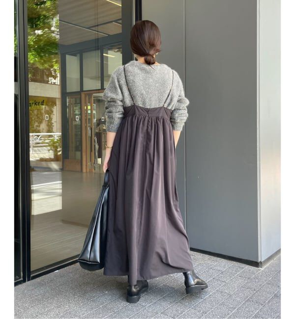 SLOBE IENA「《WEB限定/追加》タフタギャザーキャミワンピース」|ワンピース|