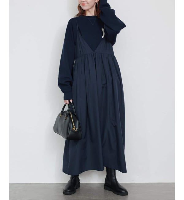 SLOBE IENA「《WEB限定/追加》タフタギャザーキャミワンピース」|ワンピース|