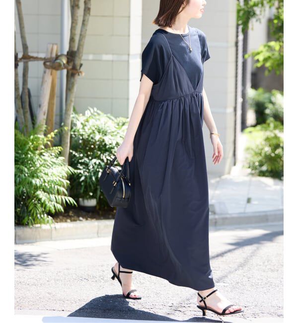 SLOBE IENA「《WEB限定/追加》タフタギャザーキャミワンピース」|ワンピース|