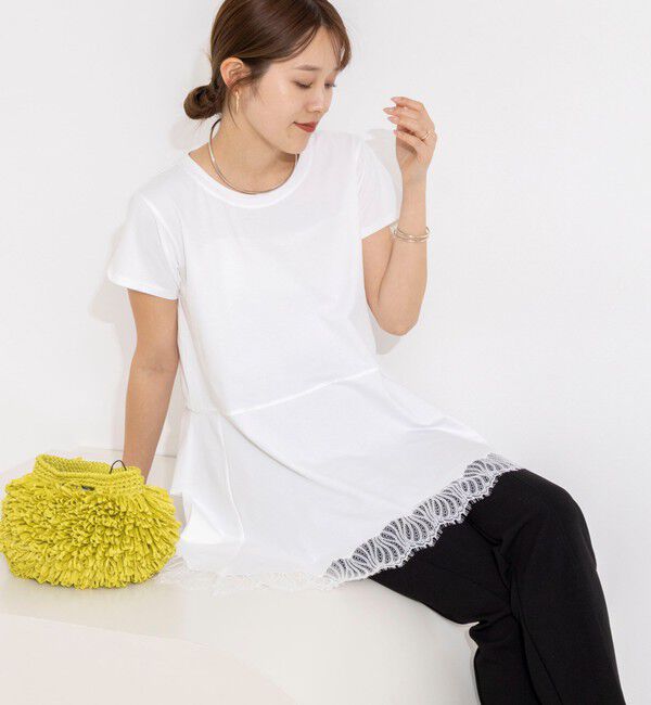 NOLLEY'S「【WEB限定】ウォッシャブルヘムレースカットソー」|Tシャツ・カットソー|