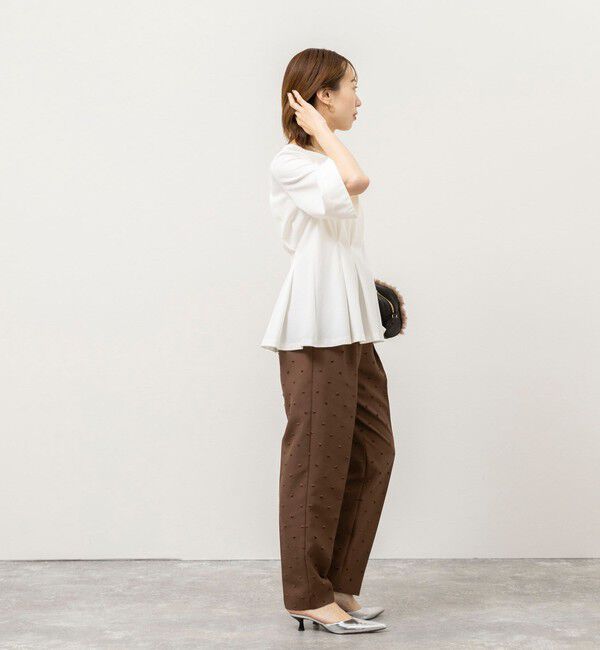 NOLLEY'S「《接触冷感/UVカット》ウォッシャブルハイスペックジャージペプラムプルオーバー」|Tシャツ・カットソー|