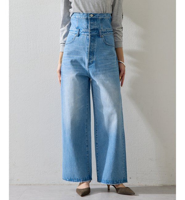  「ハイウエストデニムパンツ」|デニム|ブルー