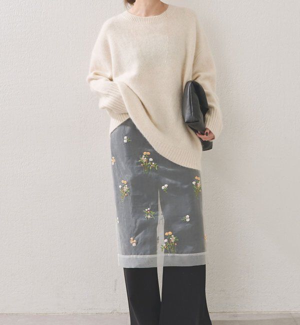  「ビジュー刺繍スカート」|スカート|