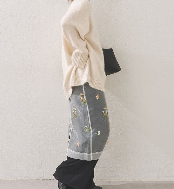  「ビジュー刺繍スカート」|スカート|