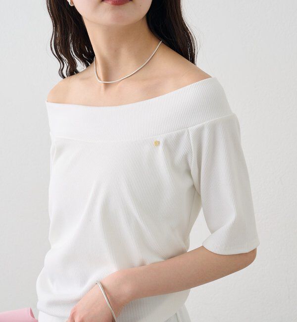  「プレート付きワイドネックT」|Tシャツ・カットソー|