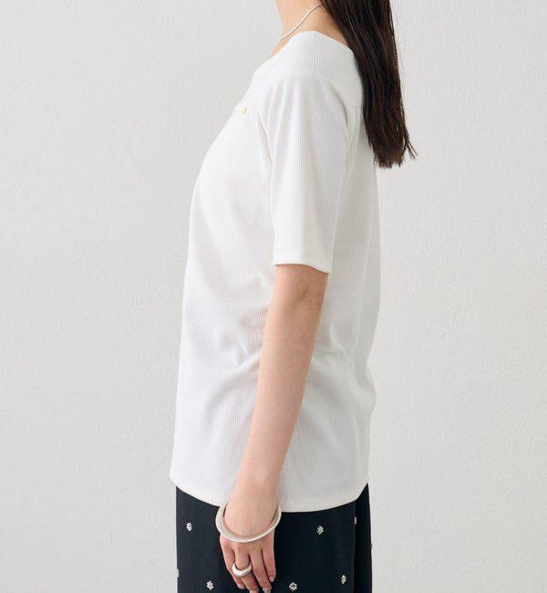  「プレート付きワイドネックT」|Tシャツ・カットソー|
