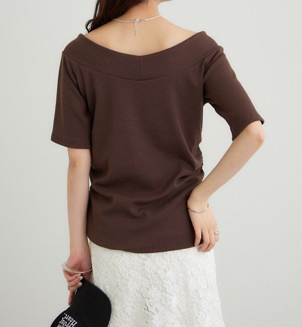  「プレート付きワイドネックT」|Tシャツ・カットソー|