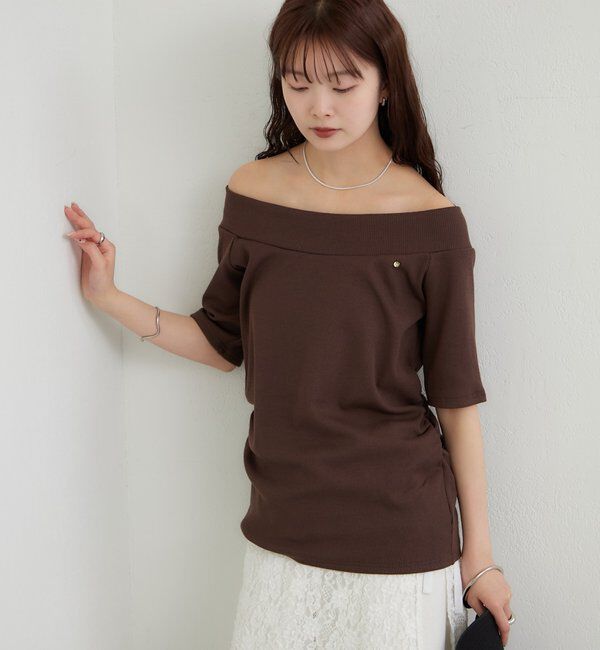  「プレート付きワイドネックT」|Tシャツ・カットソー|