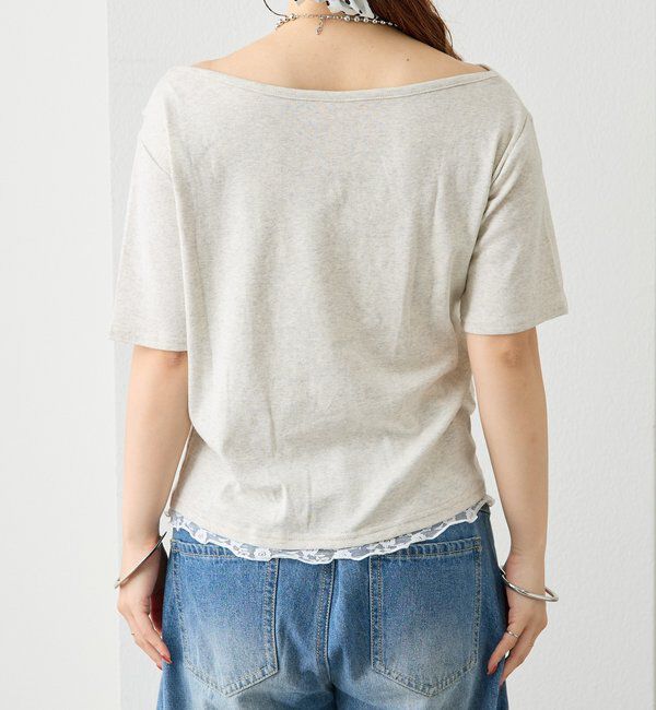  「レースドッキングオフショル半袖Tシャツ」|Tシャツ・カットソー|