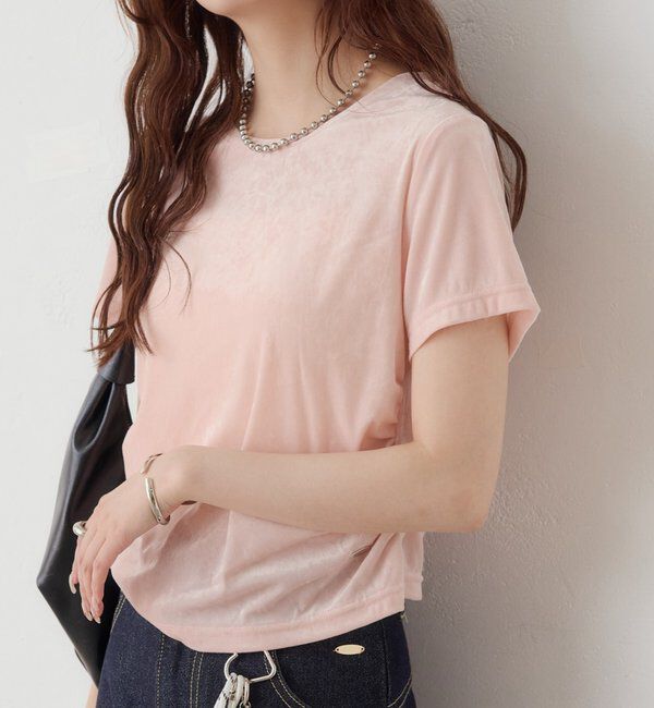  「ベロアTシャツ」|Tシャツ・カットソー|ピンク