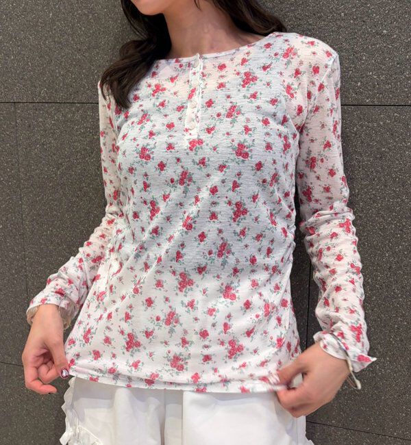  「〈新色ホワイト2〉【インナー使いに優秀アイテム/7色展開】シアーヘンリーロンT」|Tシャツ・カットソー|