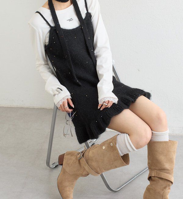  「ラメニットミニワンピース」|ワンピース|