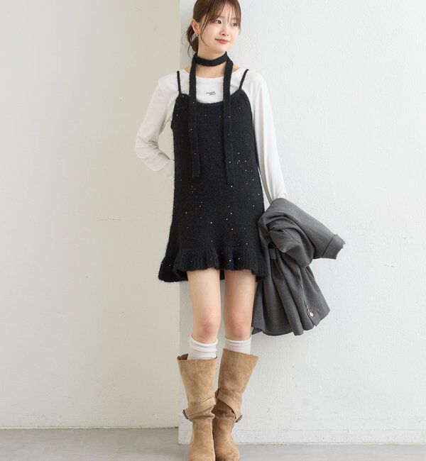 「ラメニットミニワンピース」|ワンピース|