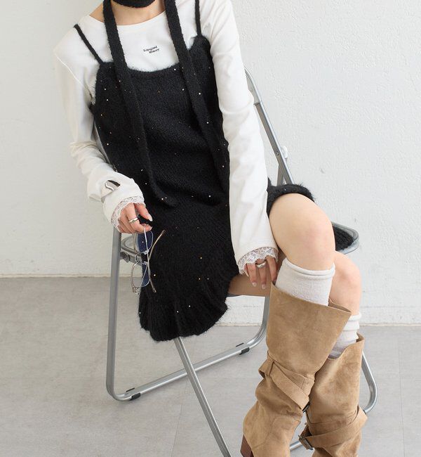  「ラメニットミニワンピース」|ワンピース|