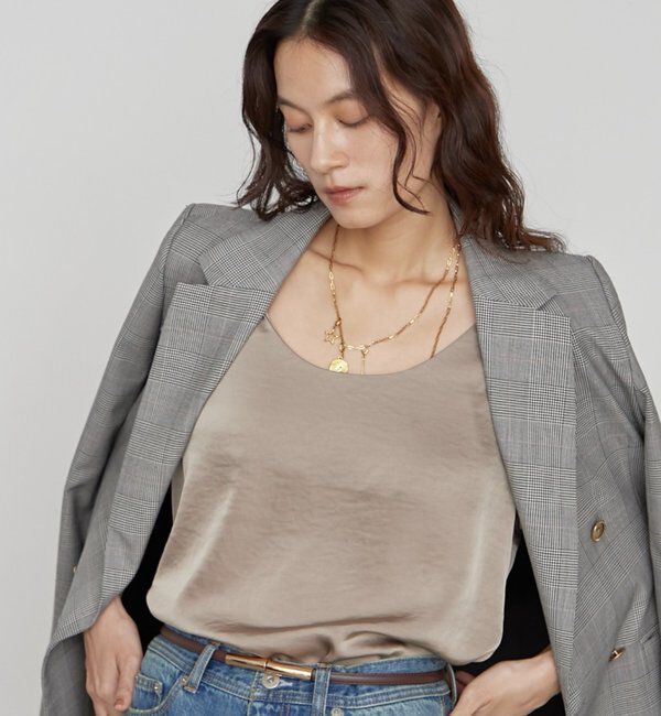  「《新色登場/セットアップ可》2WAYノースリサテンチュニック」|シャツ・ブラウス|