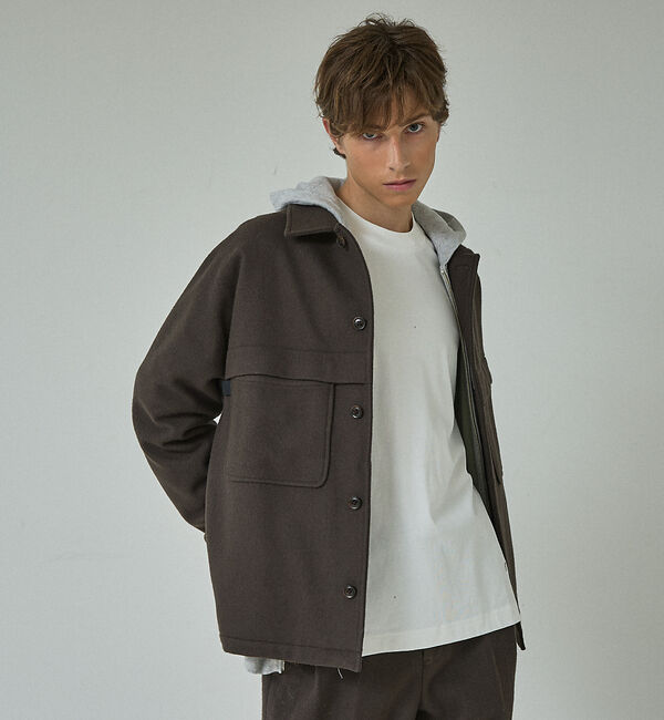 ABAHOUSE「【セットアップ対応】ウールミルド CPOシャツブルゾン/ ボックスシルエット」|ブルゾン・スタジャン|グレー