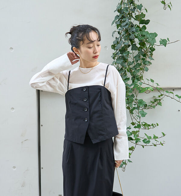 Rouge vif「クルーネック袖ギャザーシアーブラウス」|シャツ・ブラウス|