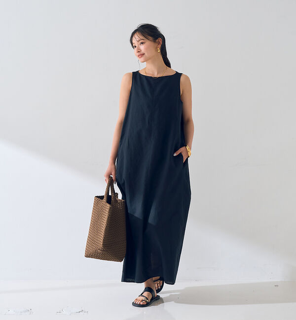 Rouge vif「麻混ノースリーブ 後ろタックワンピース」|ワンピース|