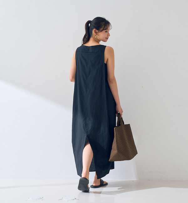 Rouge vif「麻混ノースリーブ 後ろタックワンピース」|ワンピース|