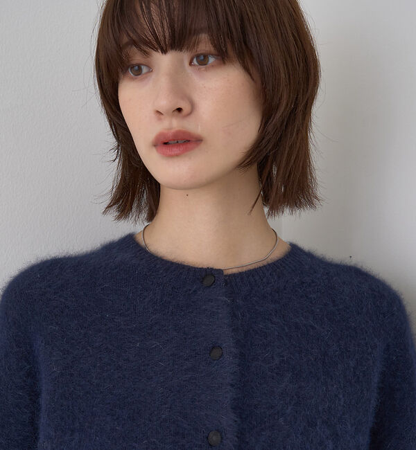 Rouge vif「フォックスウールクルーネッククルミ釦カーディガン」|カーディガン|