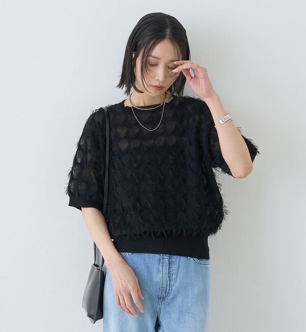 Rouge vif「ドットシアーフリンジニット」|ニット・セーター|