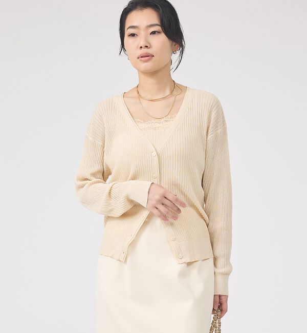 Rouge vif「【一部店舗限定】レースキャミ付きニットアンサンブル/カーディガン/レーストップス」|カーディガン|