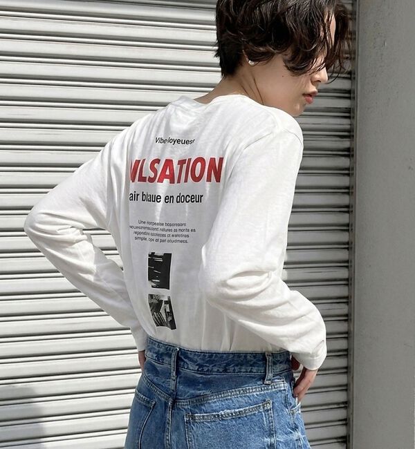 Rouge vif「ロゴ＆フォトロングスリーブTシャツ」|Tシャツ・カットソー|ネイビー