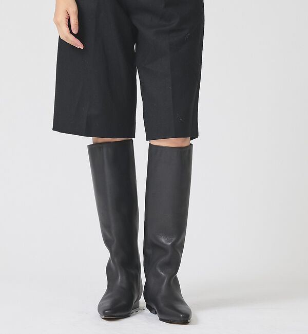 Rouge vif「【REMME/レメ】レザーフラットロングブーツ」|ショートブーツ|