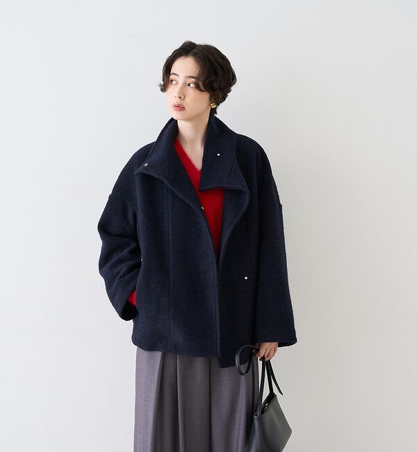 Rouge vif「【2026AW新作/2サイズ展開】ウール混ショート丈スライバーコート/チェック/」|その他|