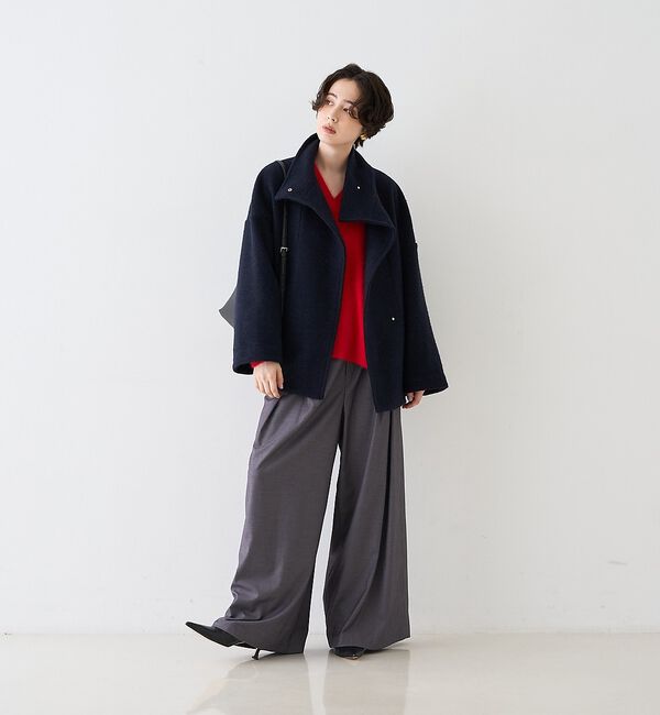 Rouge vif「【2026AW新作/2サイズ展開】ウール混ショート丈スライバーコート/チェック/」|その他|